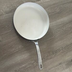 Stainless Steel and White Ceramic Skillet